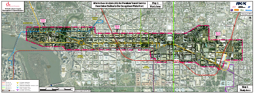 The study area is generally centered on K, L, and I streets from 33rd Street NW to 3rd Street NE.