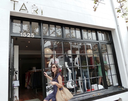 “Oh thanks, I got it here. I’ve  got this little shop …” Sara Mokhtari on her Gucci bag.