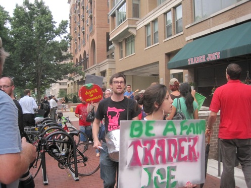 Protesters outside Trader Joe&#039;s Wednesday