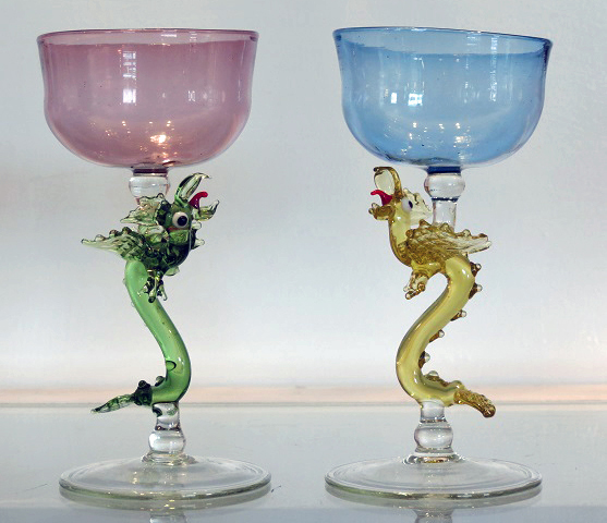 A Pair of Dragon Bimini Cordial Glasses, Circa 1920-35