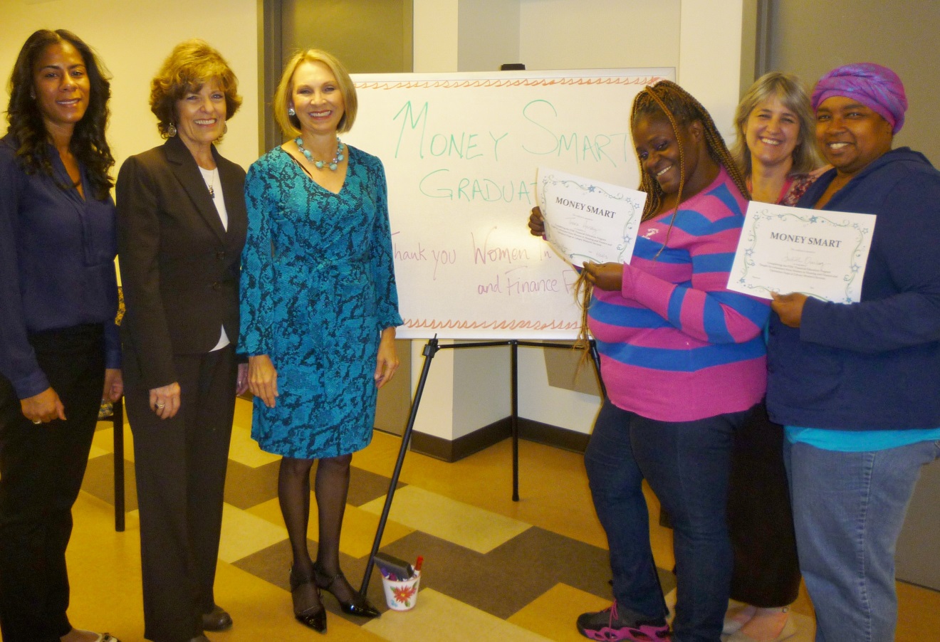 WHF Foundation Chair Mary Martha Fortney, second from left, with other participants in financial empowerment training at Calvary
