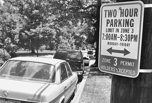 Parking spots in Glover Park are often scarce.