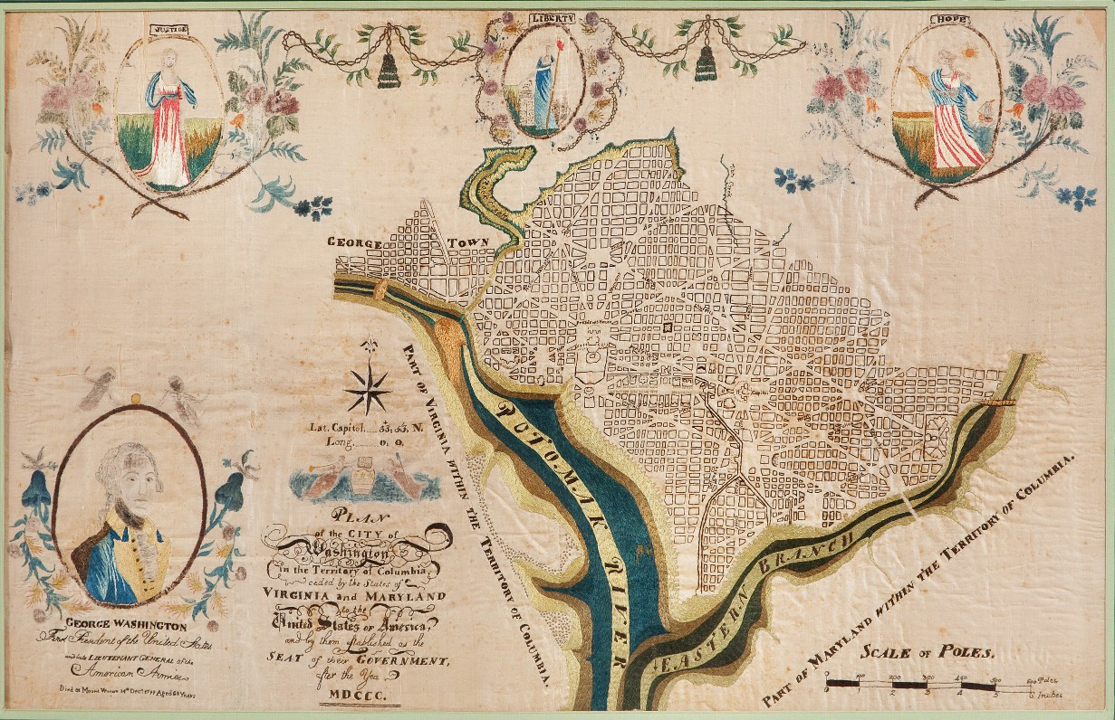 Lemoine Map Sampler based on L’Enfant’s plan as revised by Andrew Ellicott for the city of Washington.
