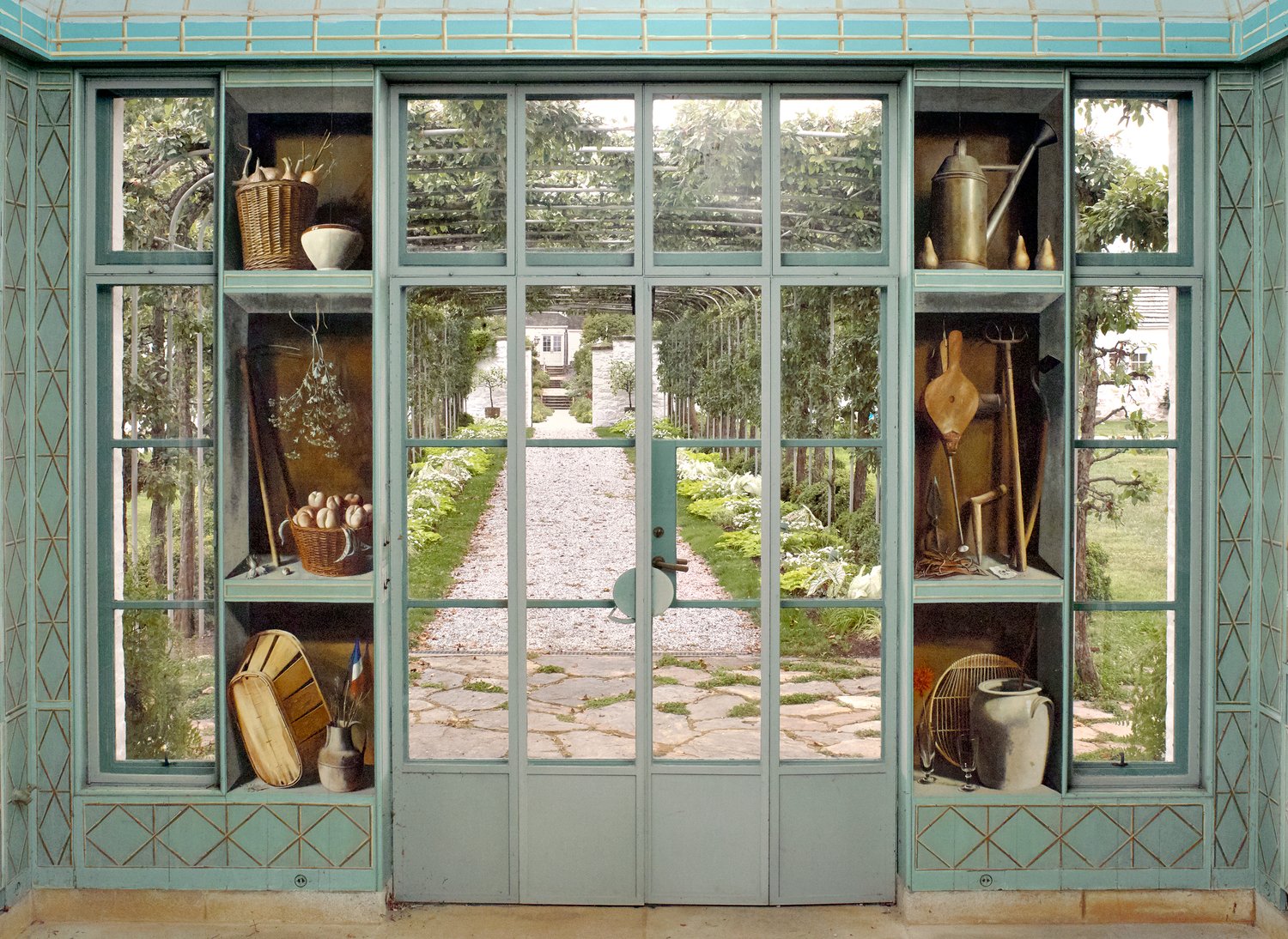 Trompe l'oeil by Fernand Renard on Bunny Mellon's greenhouse