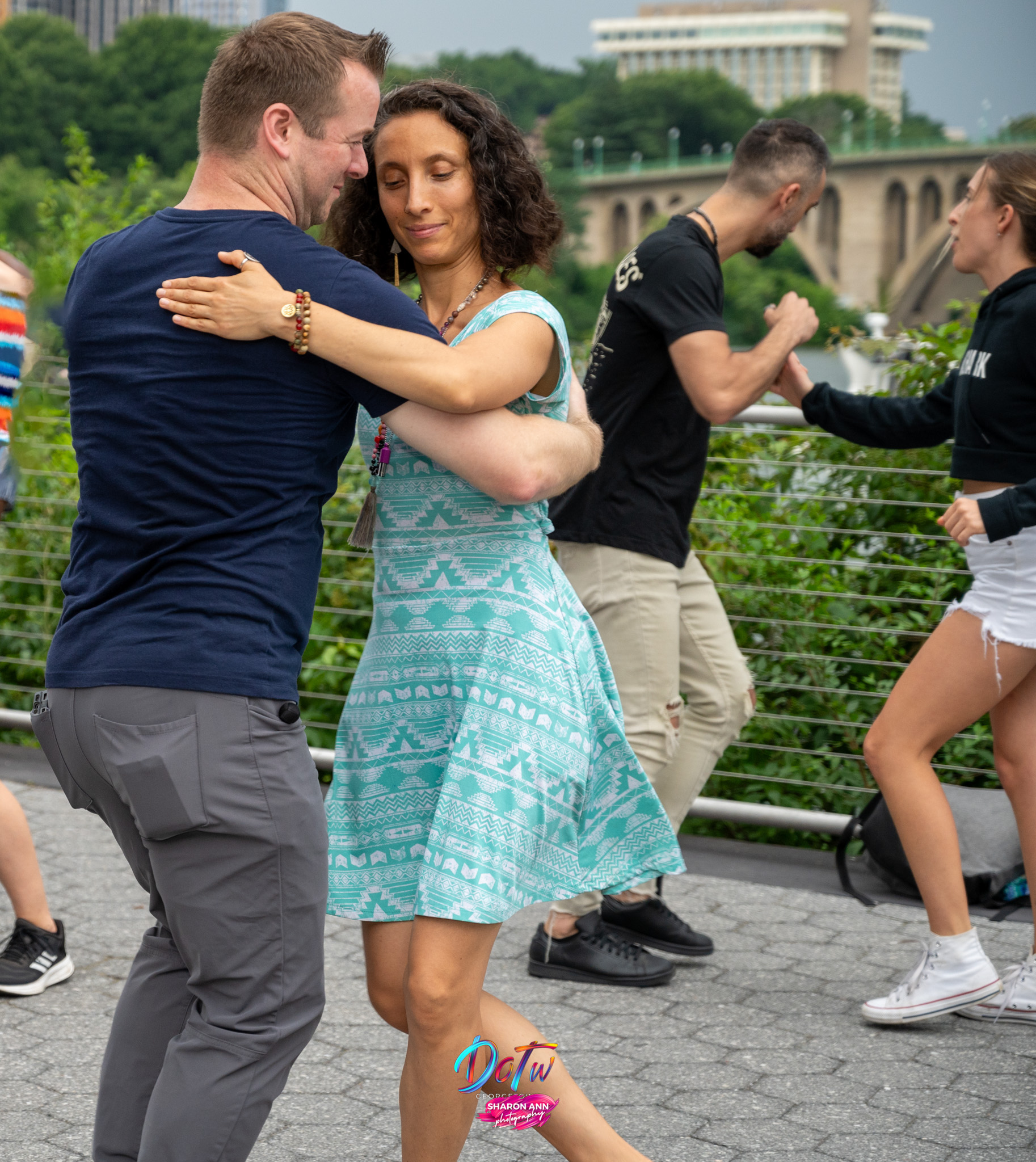 Dancing on the waterfront.