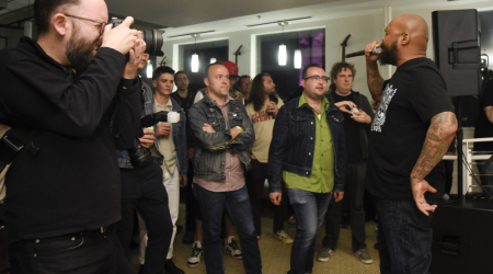 Shawn Brown, Brian Baker, Roger Marbury and Colin Sears of Dag Nasty at Gibson Studios after the screening of A24’s new movie G