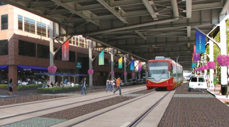 Plans for Georgetown include a streetcar running along K Street beneath the Whitehurst Freeway.