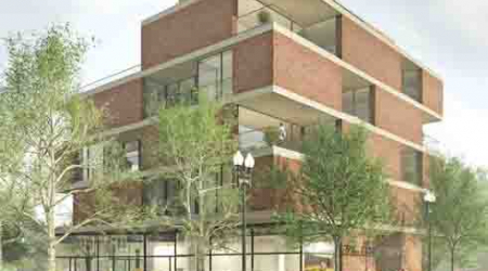 Shown from the southwest, the project would sit at 2715 Pennsylvania Ave. NW.