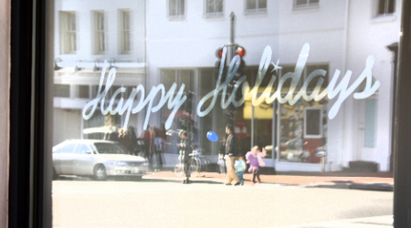 Georgetown's Zara spreading holiday cheer with its window designs.