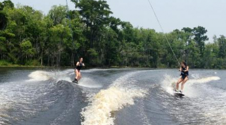 Jaclyn and me on wakeboards