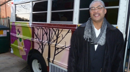 Tony Small with the Artmobile