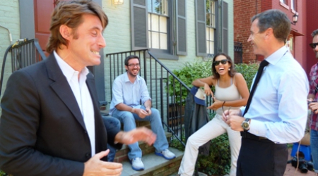 Rival French TV reporters spar outside DSK Georgetown home