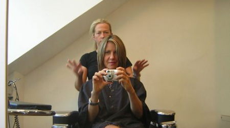 Madeline Wade with a client