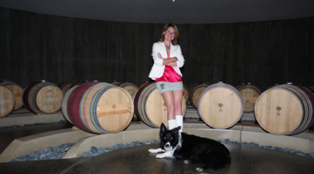 Rachel Martin and Soleil in Boxwood Winery cave