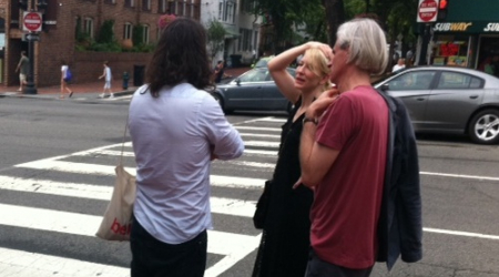 Cate Blanchett with two companions on M Street