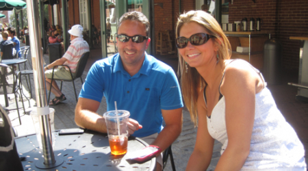 Charlottesville residents Rob Szeles, MD and Amy Snead, a nursing graduate student at GWU, relaxed post-quake at Dean &amp; Deluca