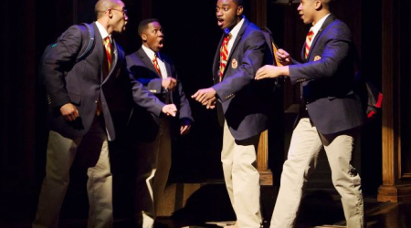 Jonathan Burke, Eric Lockley, Jelani Alladin, and Jaysen Wright in Choir Boy at Studio Theatre