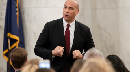 Sen. Cory Booker (D-NJ) addresses the CARE National Conference in the U.S. Senate