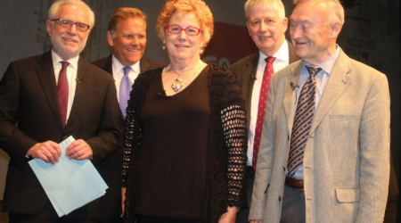 Wolf Blitzer, Mike Rogers, Marti Peterson, Mark Kelton and retired KGB Major General Oleg Kalugin