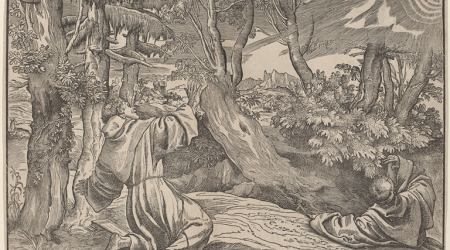 Nicolò Boldrini after Titian, Saint Francis Receiving the Stigmata, c. 1530, woodcut