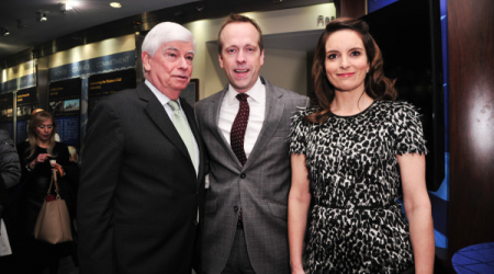 Chris Dodd, CEO of MPAA (L) with Tina Fey