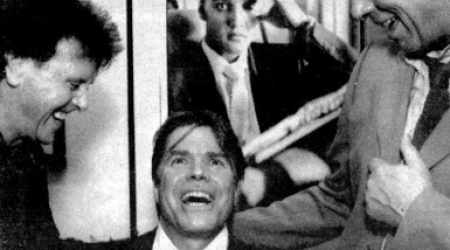 Donovan, Chris Murray and Robert Whitaker at Govinda's 25th Anniversary exhibition in September 2000