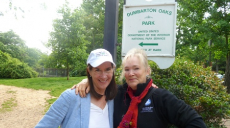 Rebecca Trafton and Sunny Scully Alsup, DOPC board member at Lovers&#039; Lane entrance