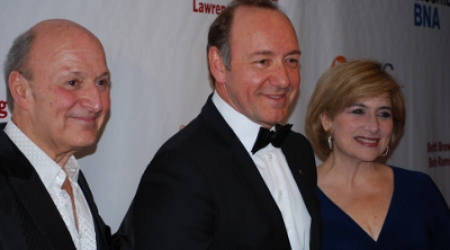 Victor Shargai and Linda Levy Grossman (officers of the awards), with Kevin Spacey