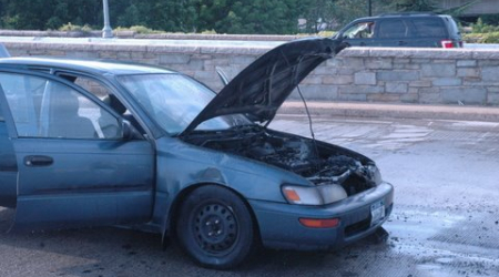 A Toyota burned on K Street