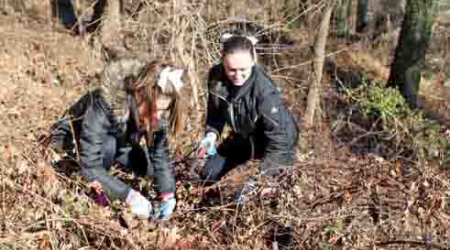 Catholic University students participated in a 2015 cleanup at Dumbarton Oaks Park, which recently received a $320,000 grant.