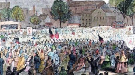 Sketch of the celebration of the Abolition of Slavery in DC. Provided by the Moorland Spingarn Research Center