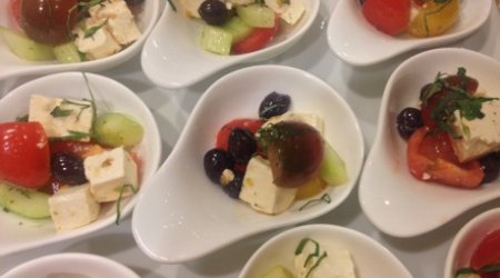 An Appetizer of Katherine's Greek Salad with Heirloom Tomatoes