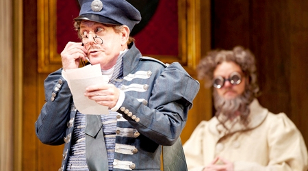 Floyd King as the Postmaster and Tom Story as the Doctor in the Shakespeare Theatre Company’s &#039;The Government Insp