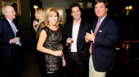 Page Evans with Stephane Carnot and Tucker Carlson at the George Town Club