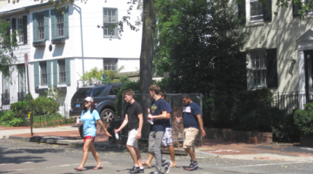 Students walking on 34th Street