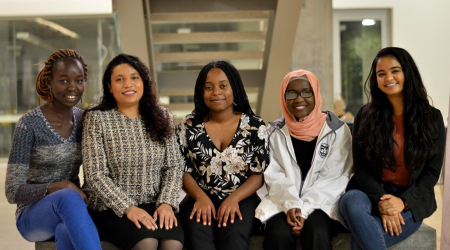 Elizabeth Diing Manyang, Diana Aguilera, Zaniya Lewis, Mesoun Hassan and Divya Rath, Rachel Onianwah (not  pictured)