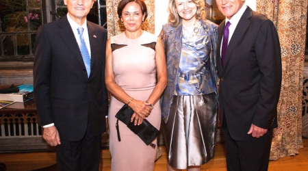 Amb. Claudio Bisogniero, Lilibet Hagel, Laura Denise Bisogniero and Sec. of Defense Chuck Hagel
