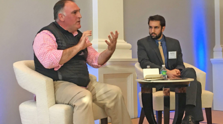 José Andrés, left, offered tips to participants on Thursday.