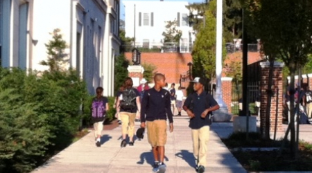 Zaire Jackson and Sheldon McCloud, 7th graders at Hardy, said they're happy to be back at school, to see friends &amp; study Spanish