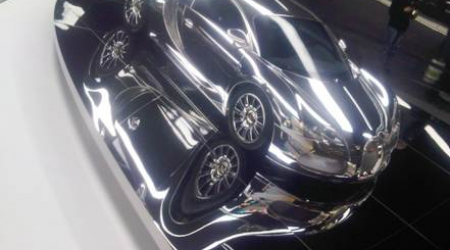 The latest platinum Bugatti on display at the Bugatti museum at Autostadt in Wolfsburg.