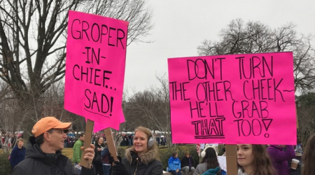 Signs from the Women&#039;s March, which drew hundreds of thousands to the National Mall Jan. 21, 2017