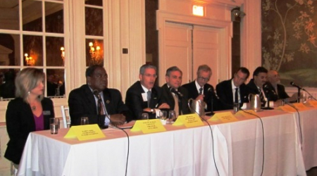 The panel at the City Tavern Club Wednesday evening