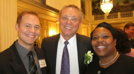 Tom Sherwood, the honoree, with proud son Payton (left) and DC School Chancellor Kaya Henderson