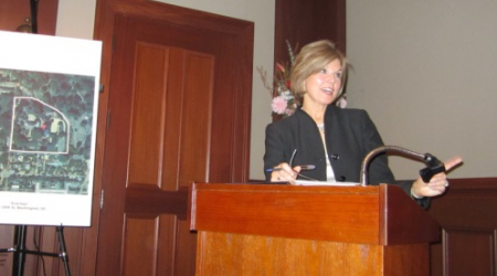 Attorney Alice Haase smiles as ANC 2E approves the new use for the Evermay Mansion