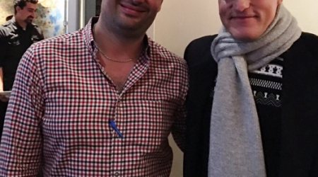 Woody Harrelson (right) with restaurant GM Matteo Russoniello