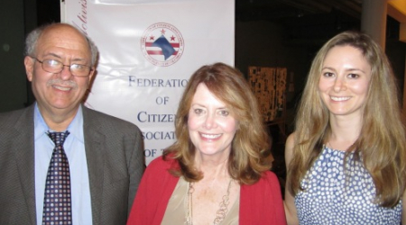 Nancy MacWook (center) with husband Bob Brandon and daughter Cate Brandon