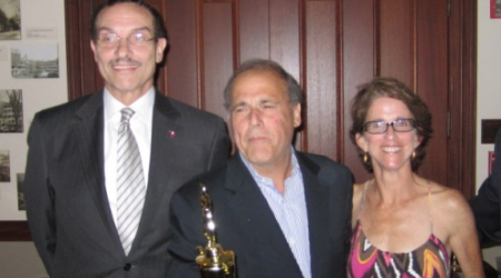 Mayor Gray, tennis champ Mark Plotkin and Mimsy Lindner, president of friends of Volta Park