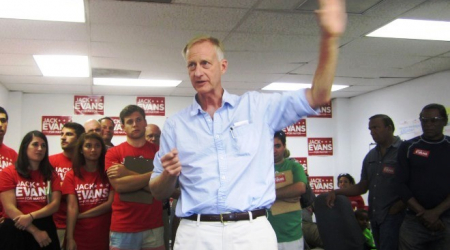 Mayoral Candidate Evans addresses his supporters on Saturday