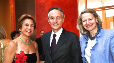 Kate Boyce (NOFAS Board Chair), Amb. Claudio Bisogniero and Laura Denise Bisogniero