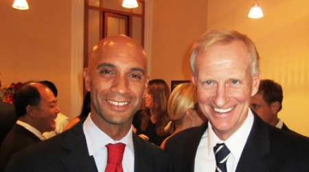 Former Mayor Adrian Fenty and Councilmember Jack Evans at the fundraiser
